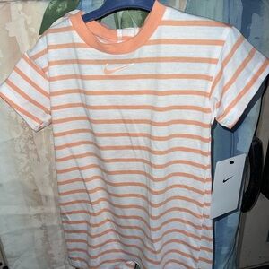 Nike Kids Orange and White Striped romper